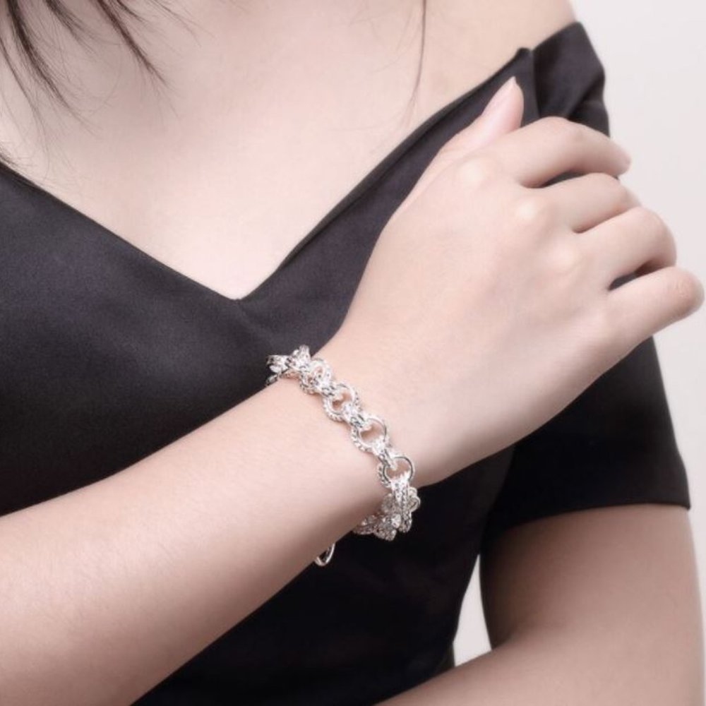 925 Sterling Silver Chain Link Toggle Bracelet